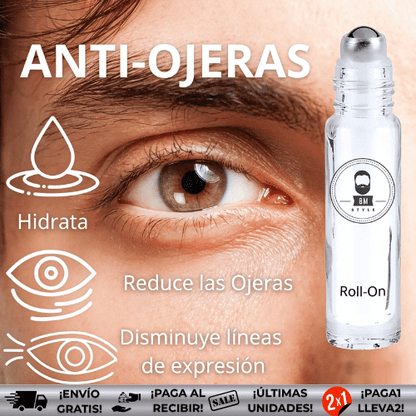 OMstyle™ | Roll On Anti Ojeras con Ácido Hialurónico y Cafeína. Tratamiento Desinflamante.