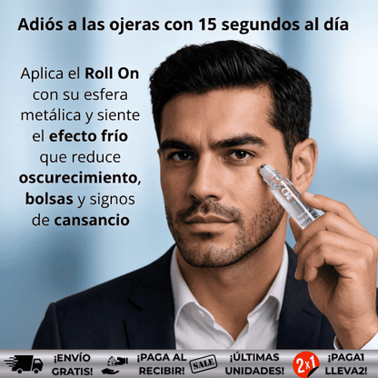 OMstyle™ | Roll On Anti Ojeras con Ácido Hialurónico y Cafeína. Tratamiento Desinflamante.
