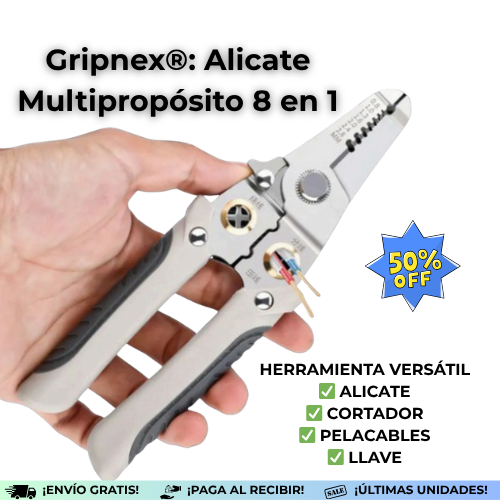 Gripnex® | Alicate Multipropósito 8 en 1 para Todo Tipo de Trabajo ¡50% Off!