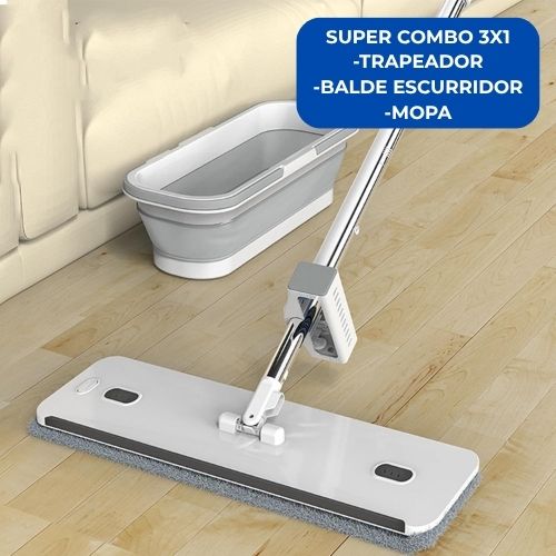 Trapeador Giratorio con Escurridor Automático 3X1 ¡50% Off!