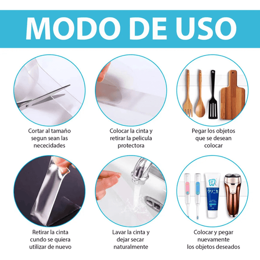 NanoTape™ | Sin herramientas, sin daños, sin complicaciones. Solo pégalo y vive tranquilo.